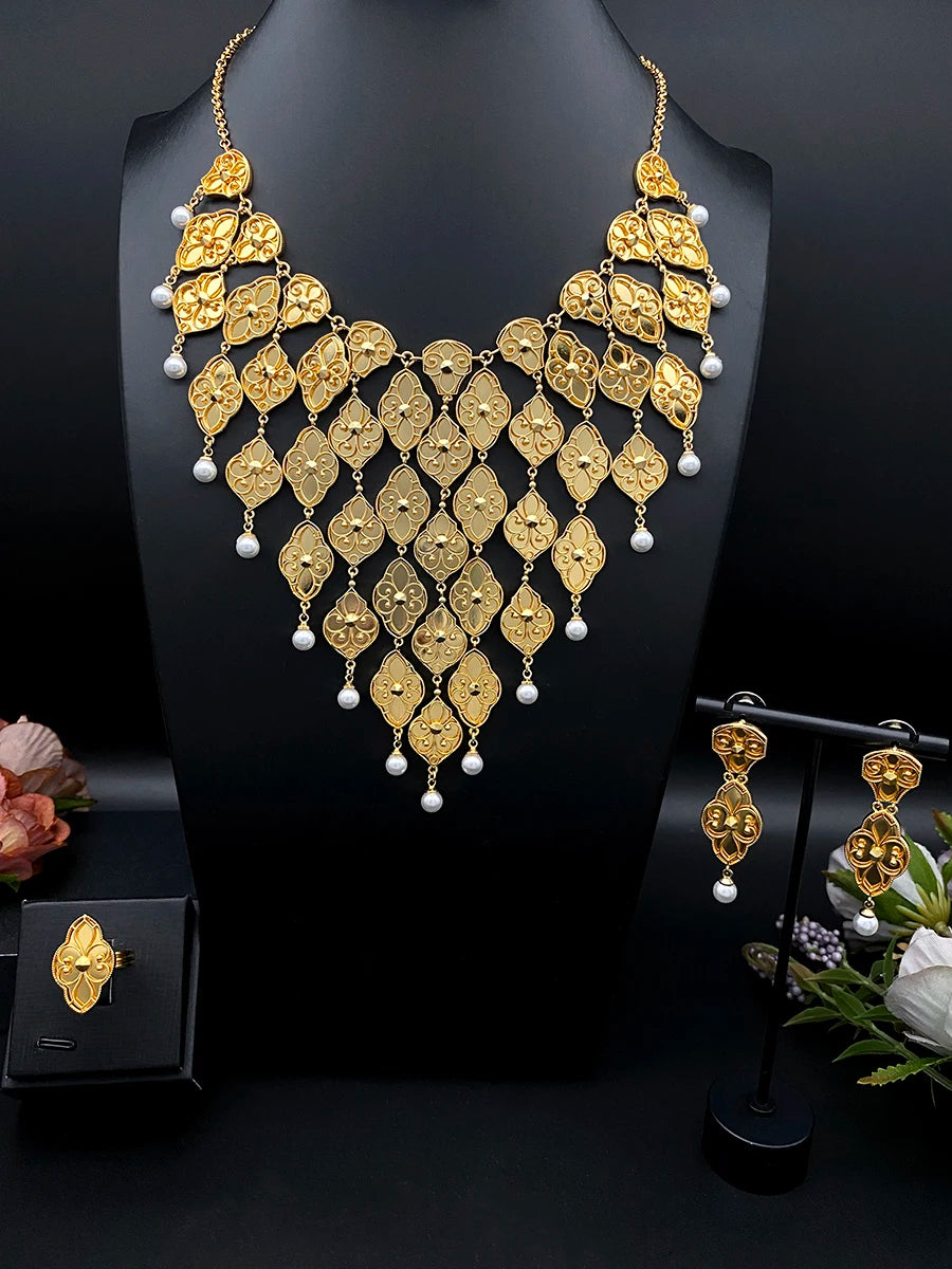 Luxury Imitation Pearl Multi-Layer Tassel Jewellery Set for Women