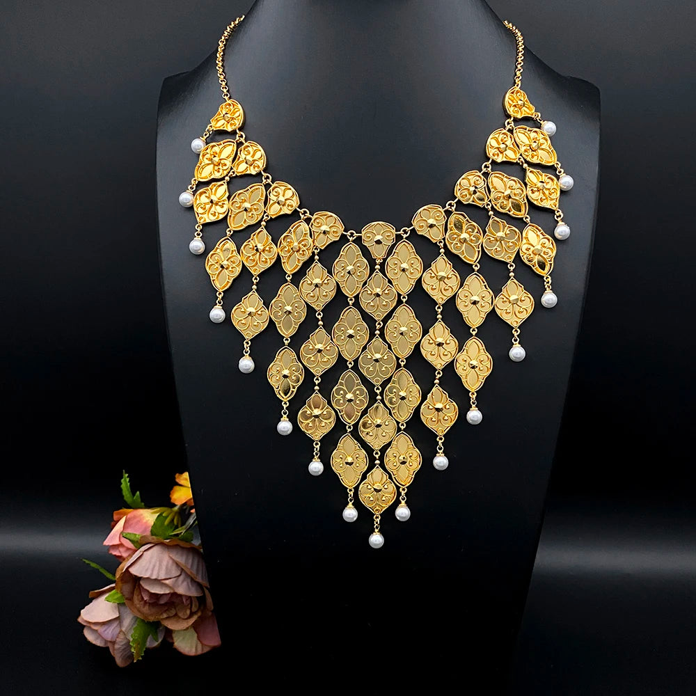 Luxury Imitation Pearl Multi-Layer Tassel Jewellery Set for Women