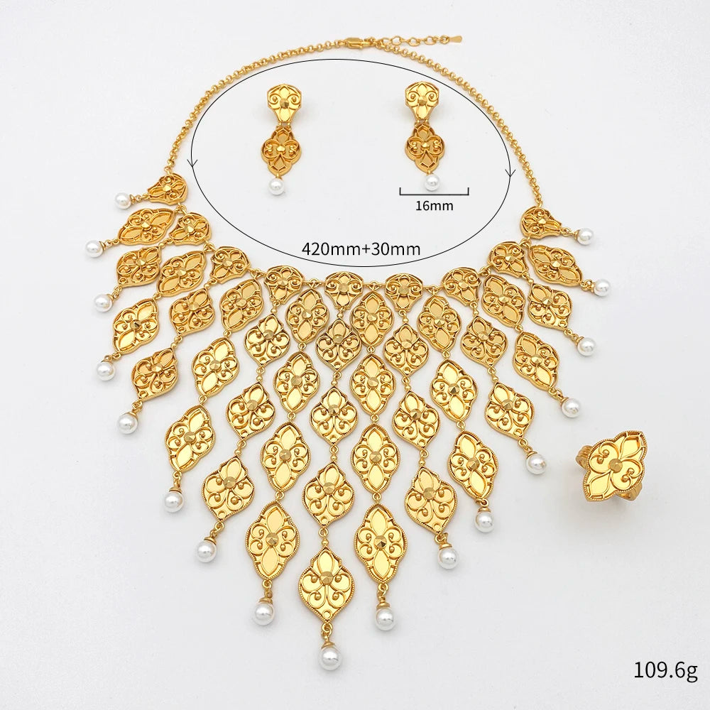 Luxury Imitation Pearl Multi-Layer Tassel Jewellery Set for Women