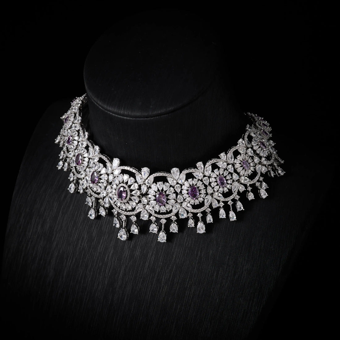 Luxury Micro Pavé CZ Choker Necklace Set for Women Wedding Bridal Necklace