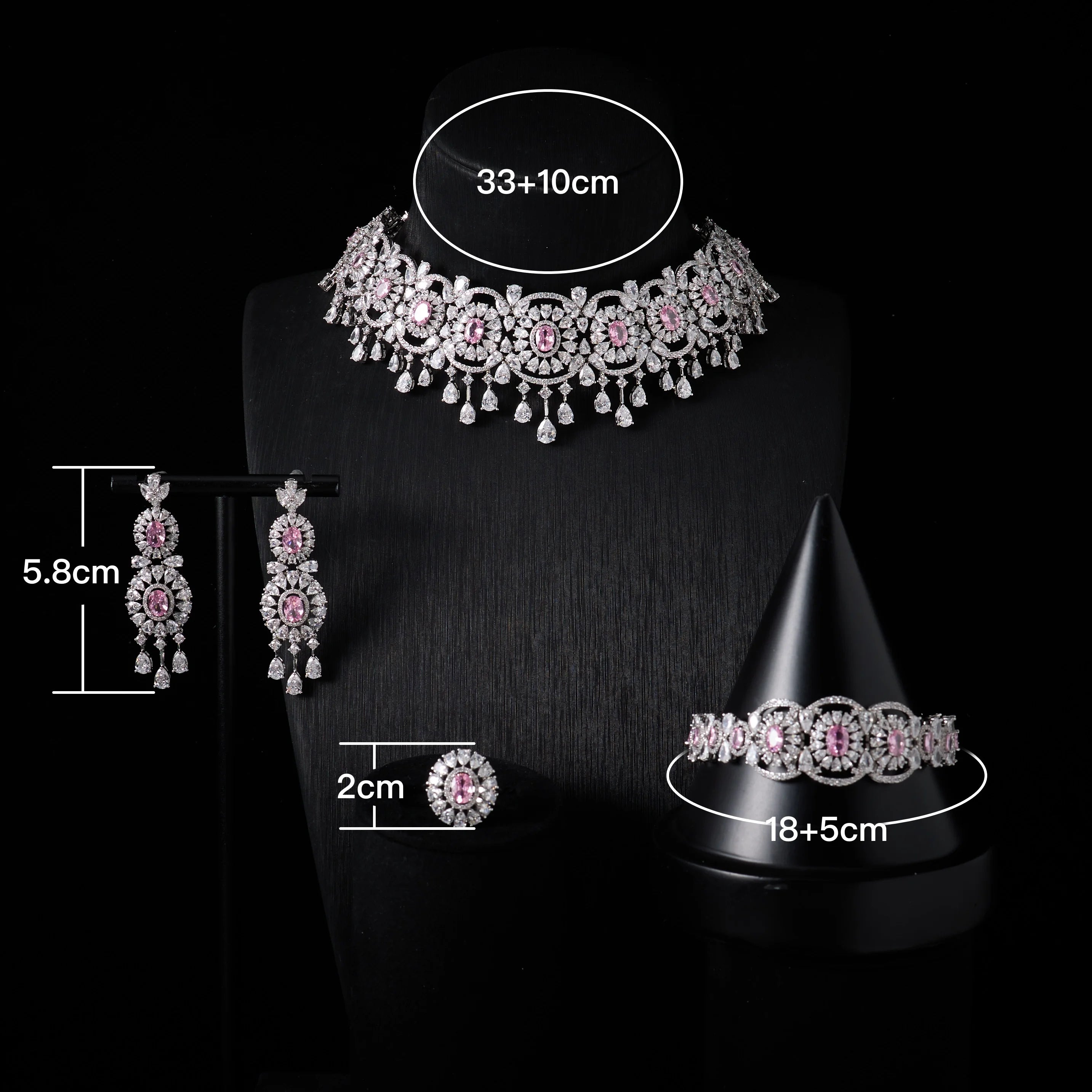 Luxury Micro Pavé CZ Choker Necklace Set for Women Wedding Bridal Necklace
