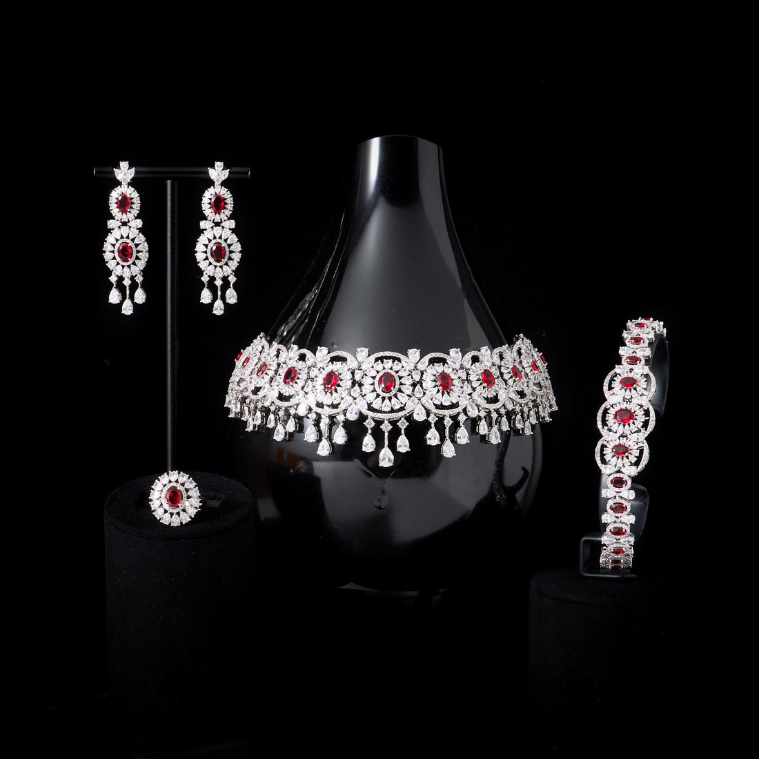 Luxury Micro Pavé CZ Choker Necklace Set for Women Wedding Bridal Necklace
