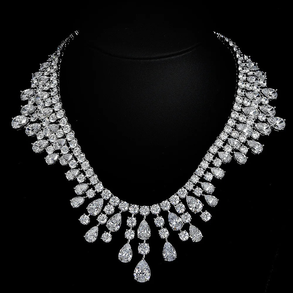 Luxury Moissanite Pendant Choker Necklace in 925 Sterling Silver