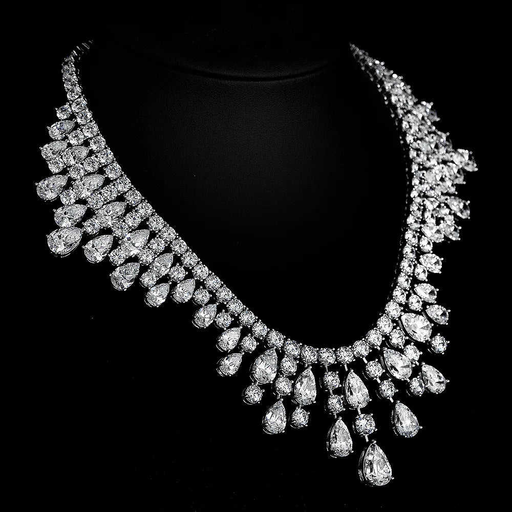 Luxury Moissanite Pendant Choker Necklace in 925 Sterling Silver