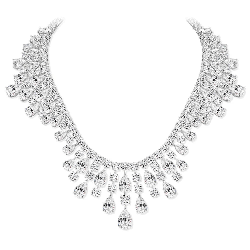 Luxury Moissanite Pendant Choker Necklace in 925 Sterling Silver