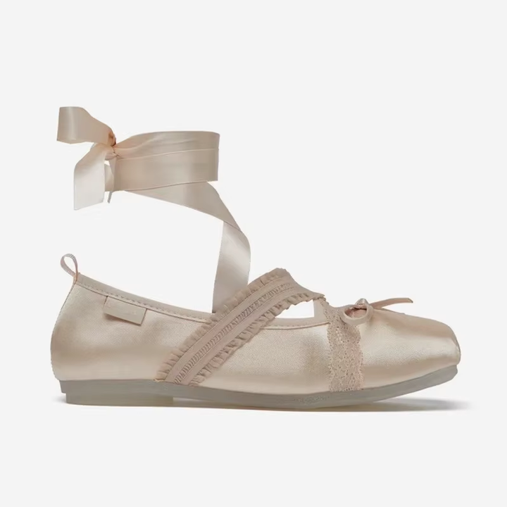 Luxury Satin Bow Mary Jane Ballet Flats for Women