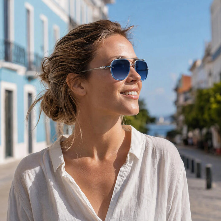 Luxury Titanium Pilot Sunglasses for Men Women – Retro Frameless UV400 Driving Eyewear