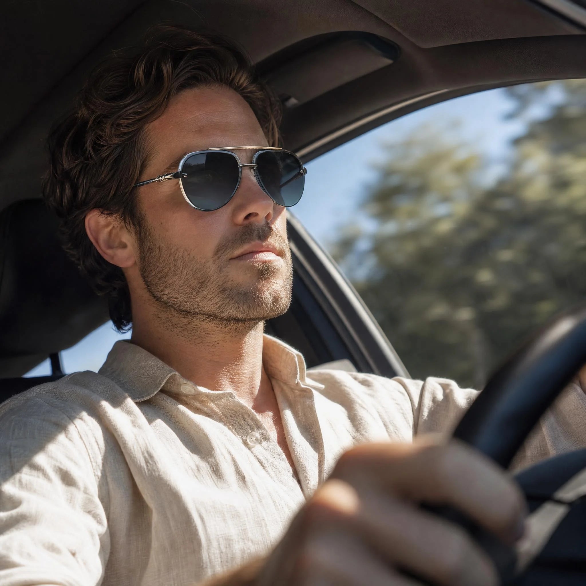 Luxury Titanium Pilot Sunglasses for Men Women – Retro Frameless UV400 Driving Eyewear