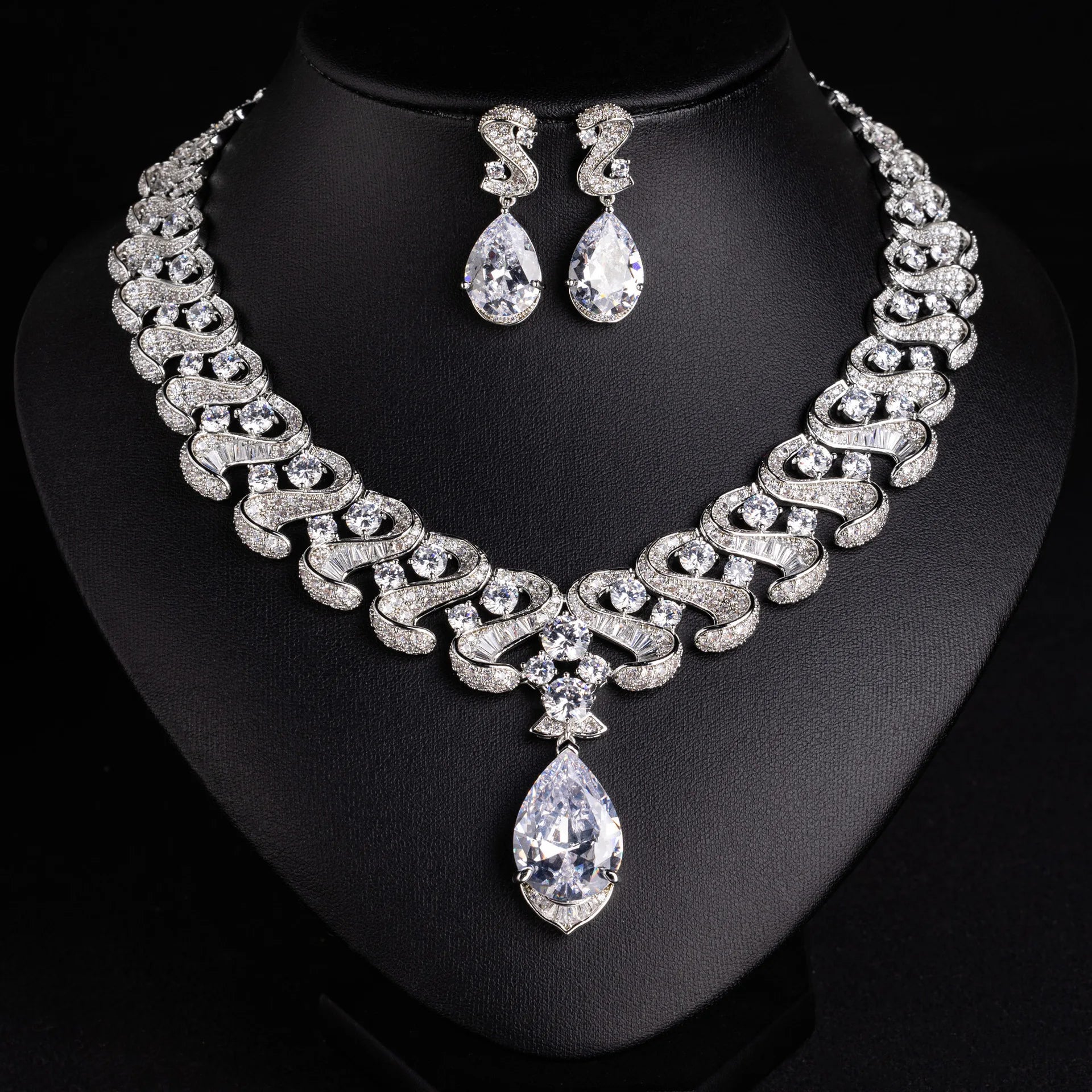 Luxury Women's Wedding Necklace and Earring Set – American Style Jewelry