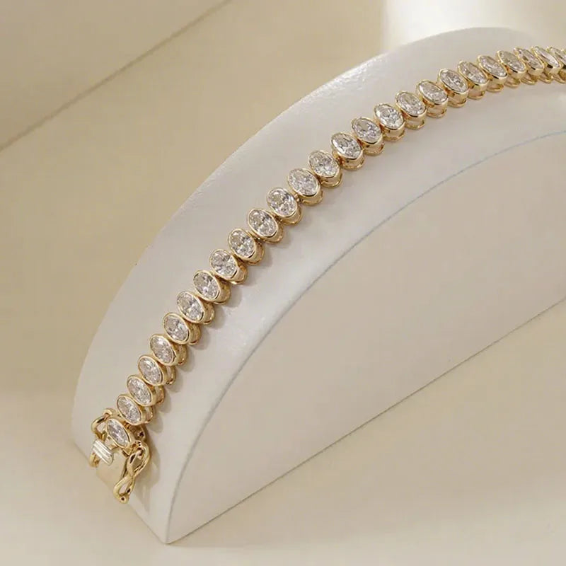 Luxury 7.26 CTW Oval Lab Grown Diamond Tennis Bracelet for Women