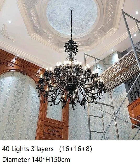Luxury Black Crystal Chandelier – Modern Home Villa & Hotel Lighting