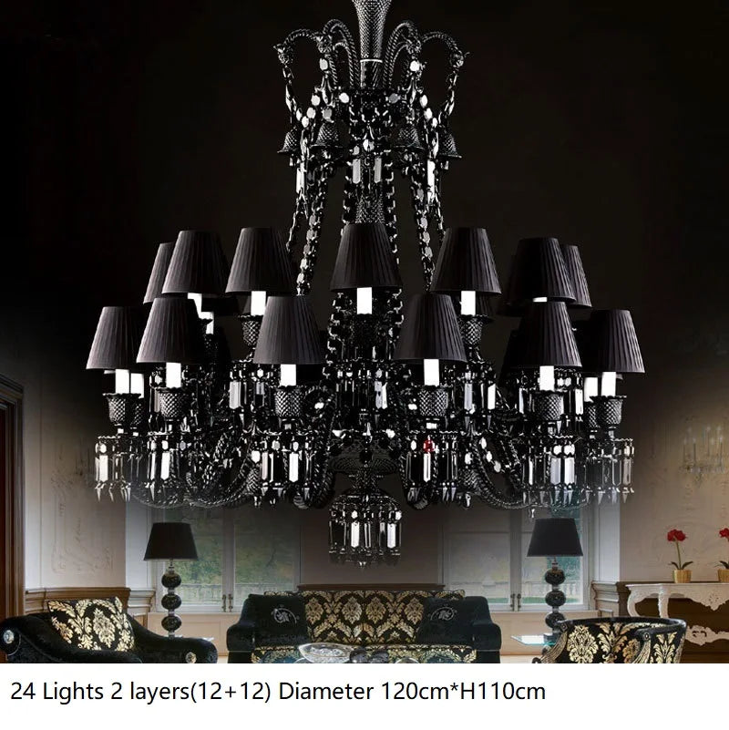 Luxury Black Crystal Chandelier – Modern Home Villa & Hotel Lighting