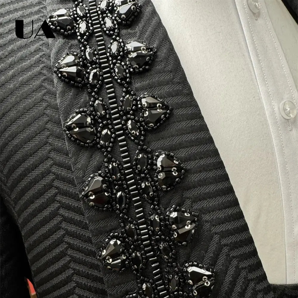 Luxury Crystal Embellished Men's Formal Suit - Premium Wedding Groom Tuxedo with Jacket
