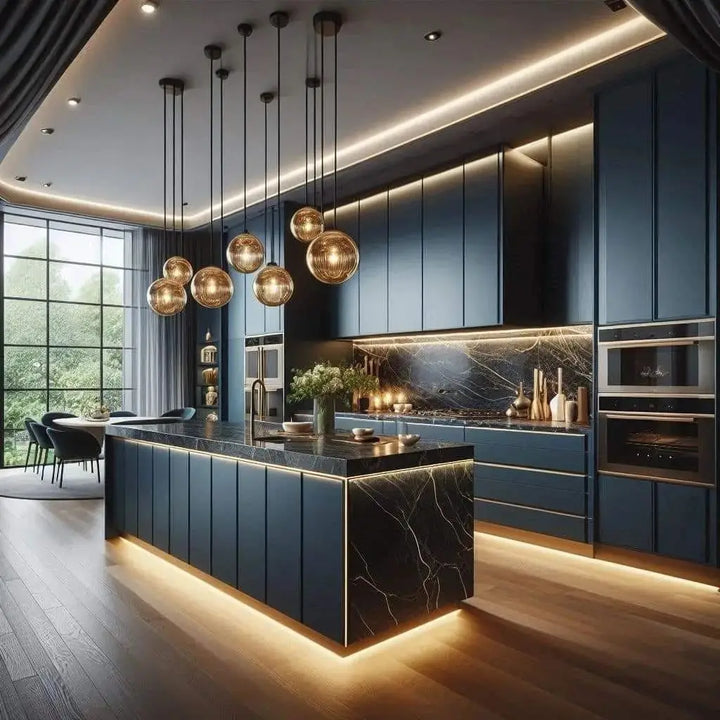 Luxury Fitted Smart Kitchen Cabinets Solid Wood Quartz Countertop