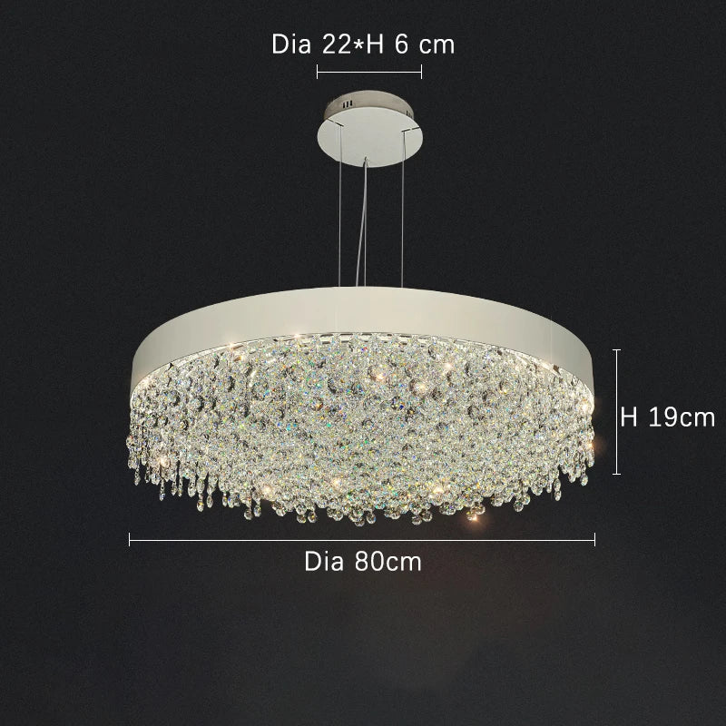 Luxury French Restaurant Chandelier – Modern White Crystal Designer Pendant Light