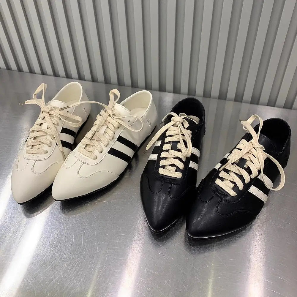 Luxury Genuine Leather Pointed Toe Women’s Shoes - Casual Sneakers
