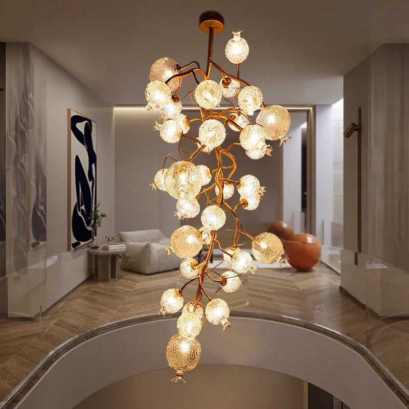 Luxury Gold Copper Crystal Pomegranate Chandelier – Modern Designer Ceiling Light