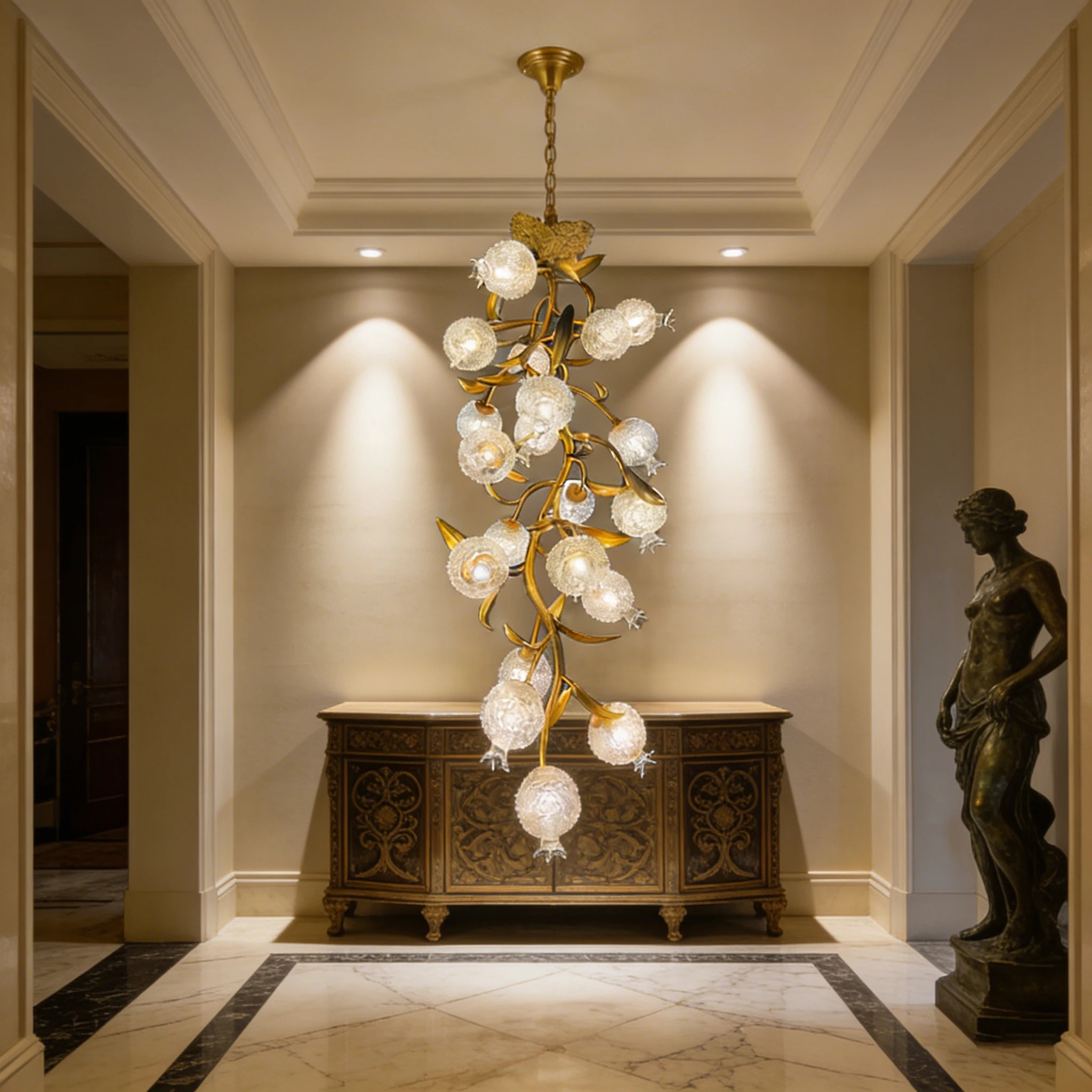 Luxury Gold Copper Crystal Pomegranate Chandelier – Modern Designer Ceiling Light