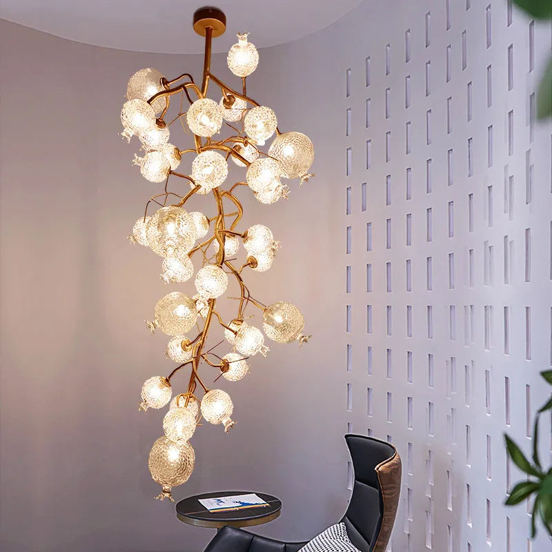 Luxury Gold Copper Crystal Pomegranate Chandelier – Modern Designer Ceiling Light