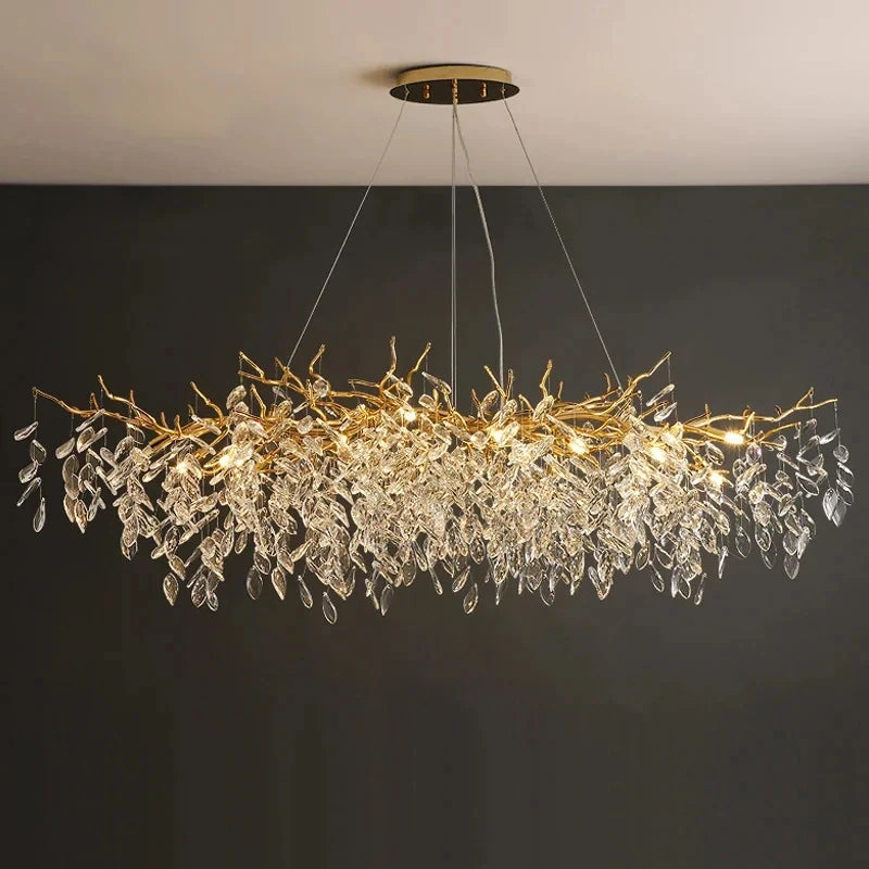 Luxury Gold Crystal LED Chandelier – Modern Villa Lighting