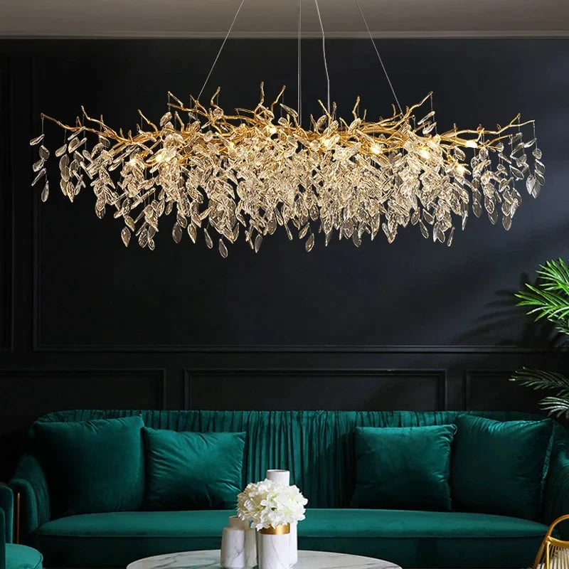 Luxury Gold Crystal LED Chandelier – Modern Villa Lighting
