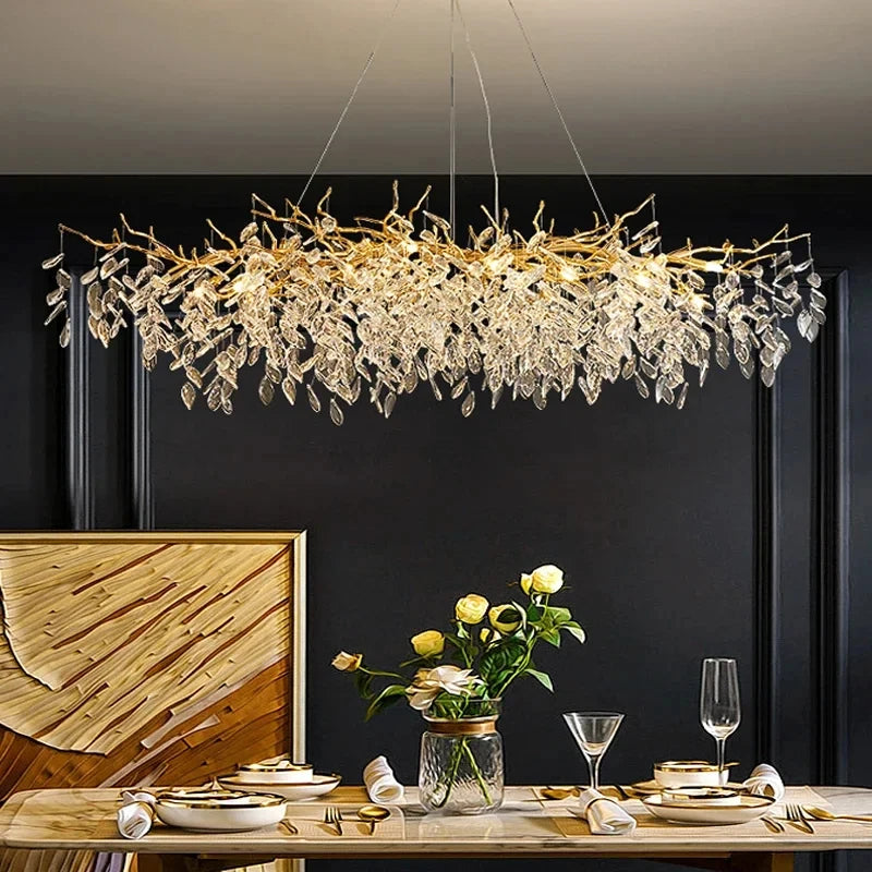 Luxury Gold Crystal LED Chandelier – Modern Villa Lighting