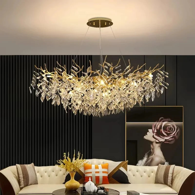 Luxury Gold Crystal LED Chandelier – Modern Villa Lighting