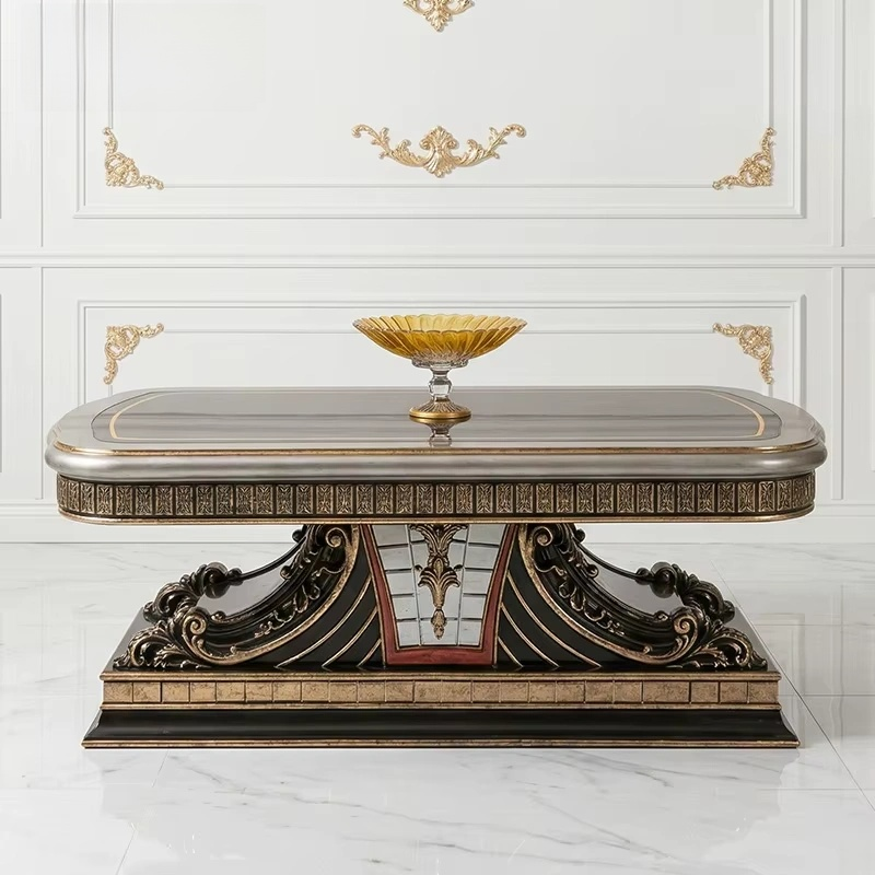 Premium Home Burgundy Velvet Sofa Set with Silver Gilded Wood & Coffee Table