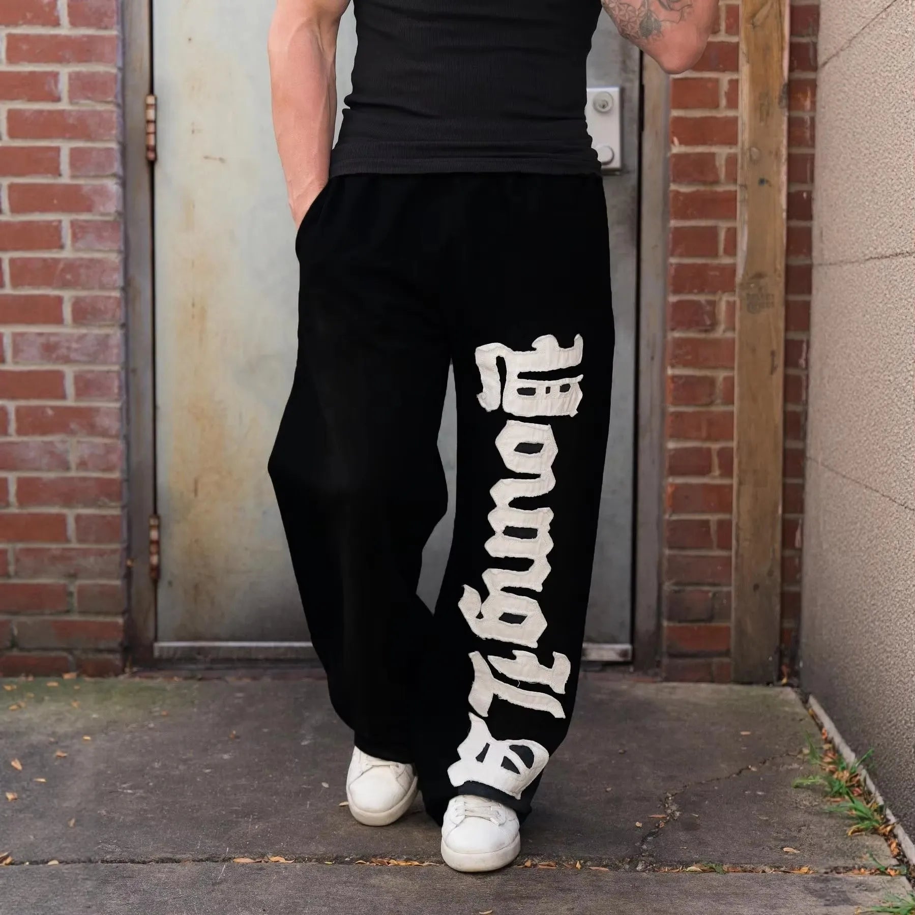 Men's Anime Collaboration Sweatpants - Wide-Leg Joggers Hip Hop Streetwear Pants