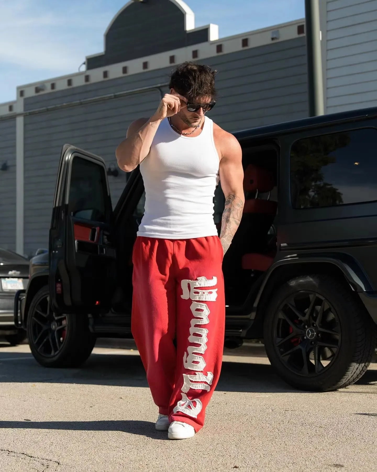 Men's Anime Collaboration Sweatpants - Wide-Leg Joggers Hip Hop Streetwear Pants