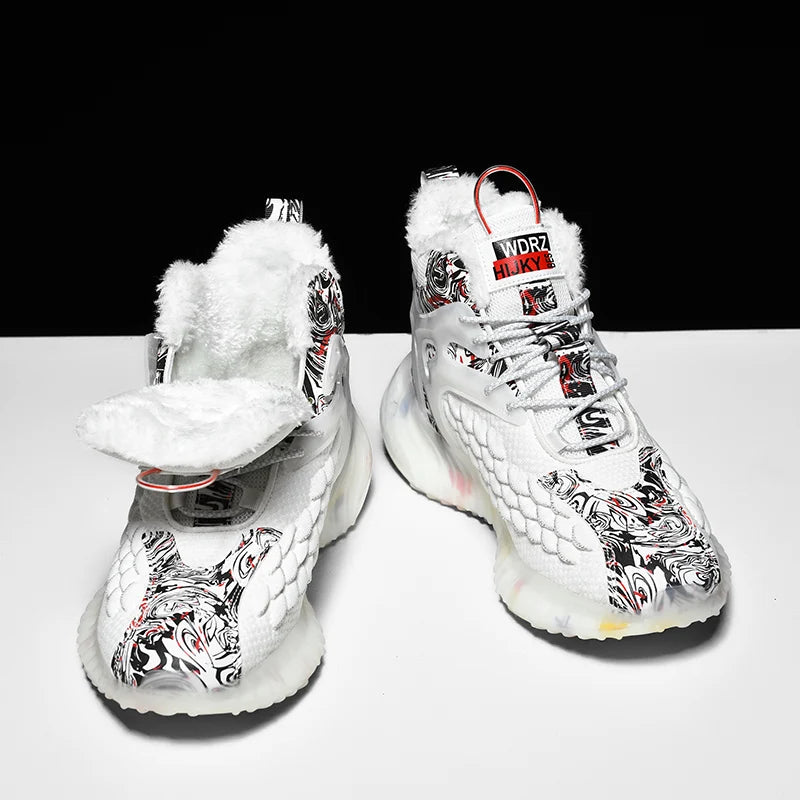 Men's Winter Boots  – Warm Plush Waterproof Sneakers, Non-Slip Casual Snow Shoes