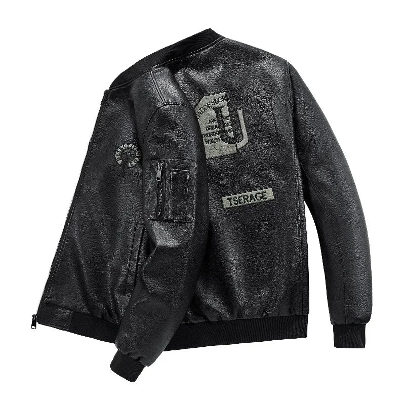 Men's Autumn Winter Fashion Leather Jacket -  Warm Casual Motorcycle Jacket