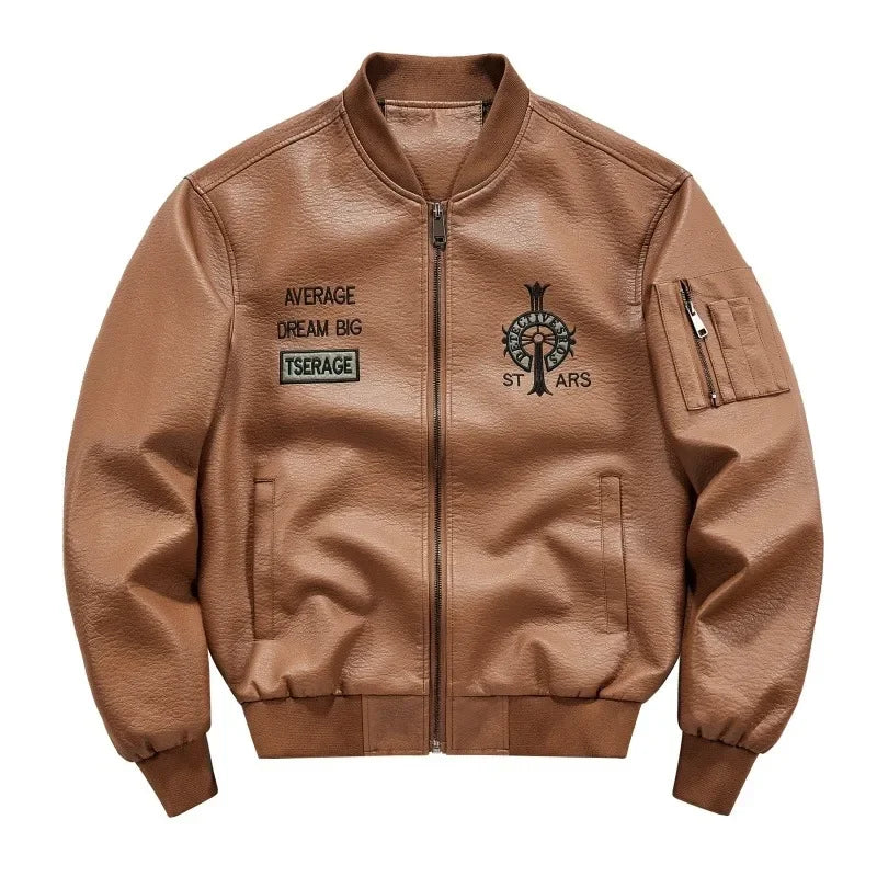 Men's Autumn Winter Fashion Leather Jacket -  Warm Casual Motorcycle Jacket