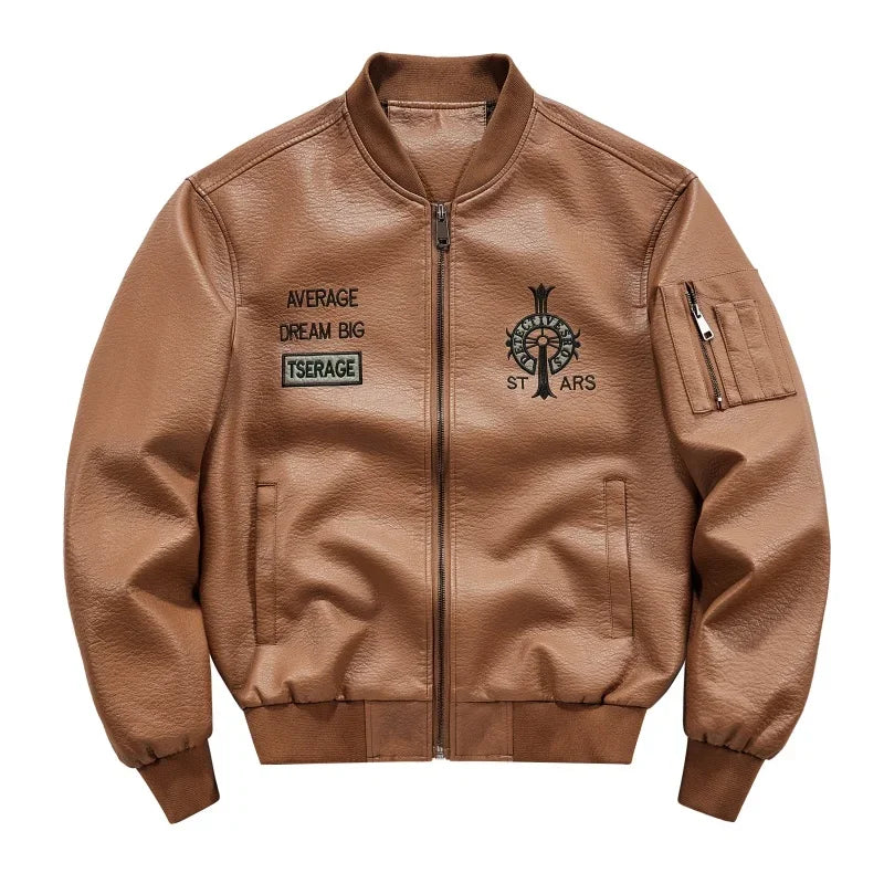 Men's Autumn Winter Fashion Leather Jacket -  Warm Casual Motorcycle Jacket