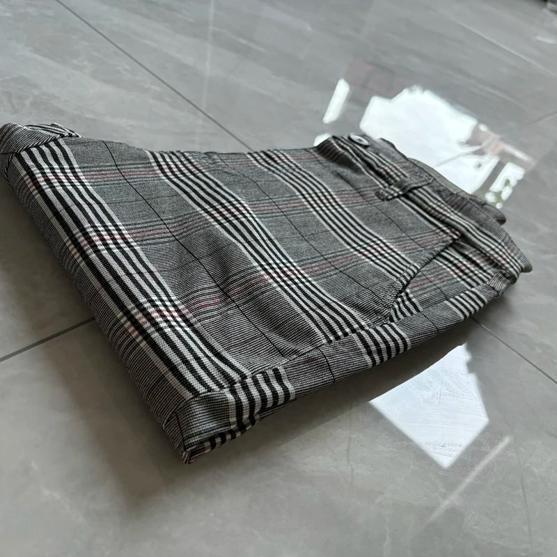 Men’s Skinny Stretch Check Pants Slim Fit Classic Trousers Office Party Wear