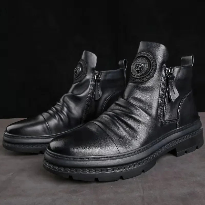 Men's British Style Leather Shoes Ankle Boots