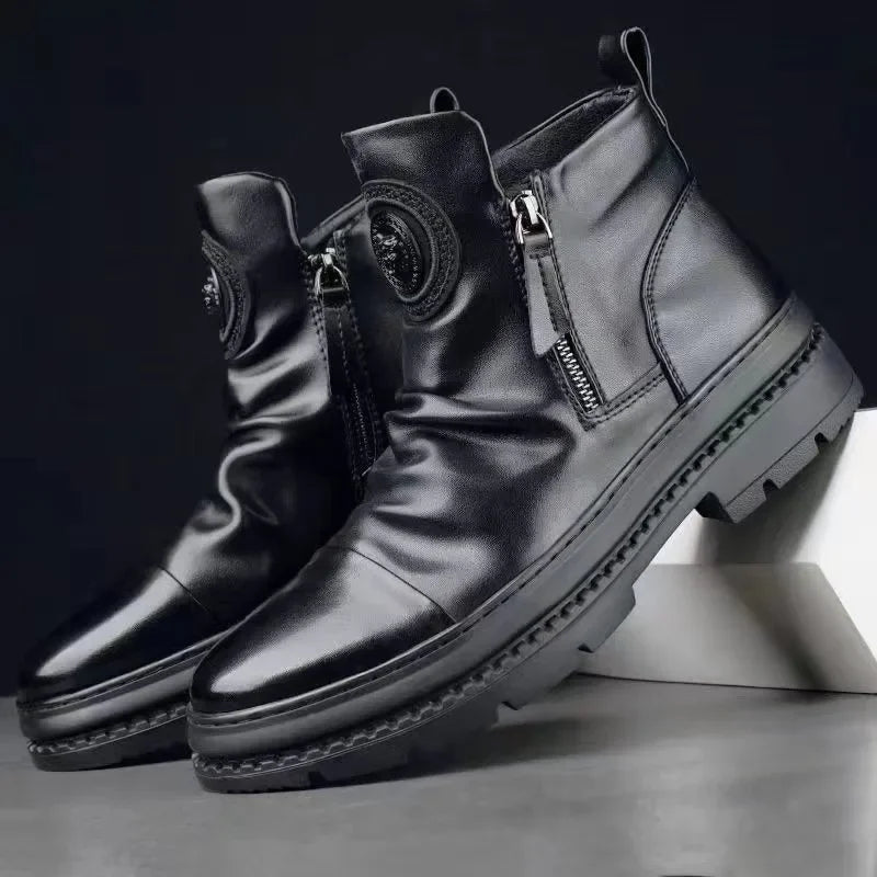 Men's British Style Leather Shoes Ankle Boots