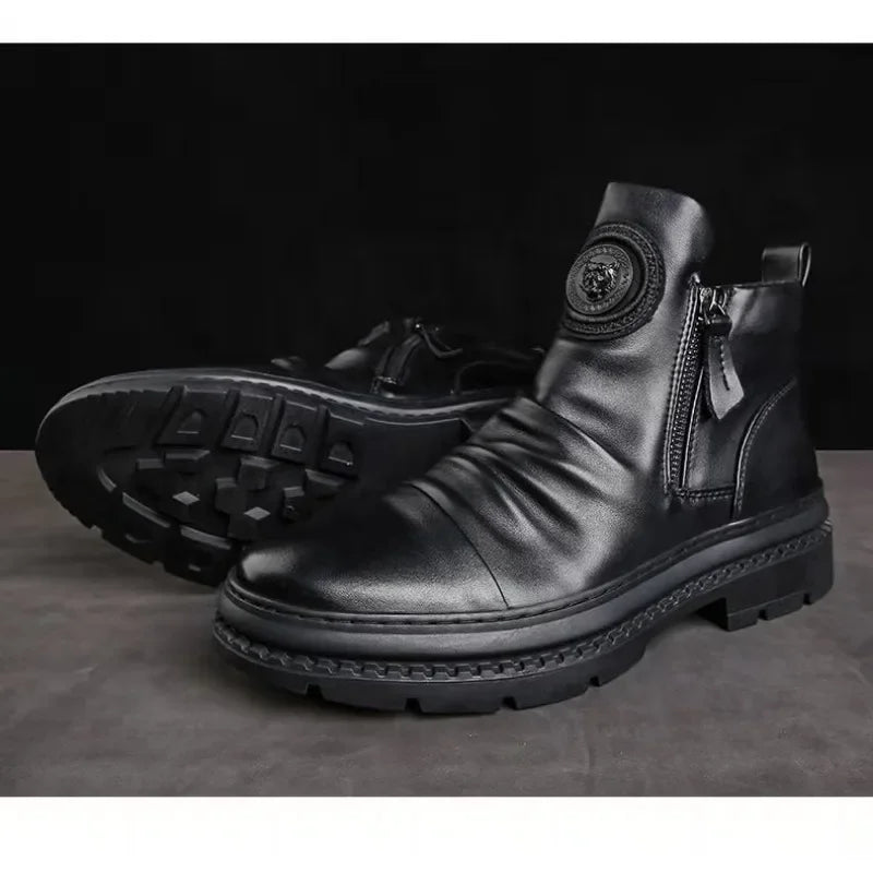 Men's British Style Leather Shoes Ankle Boots