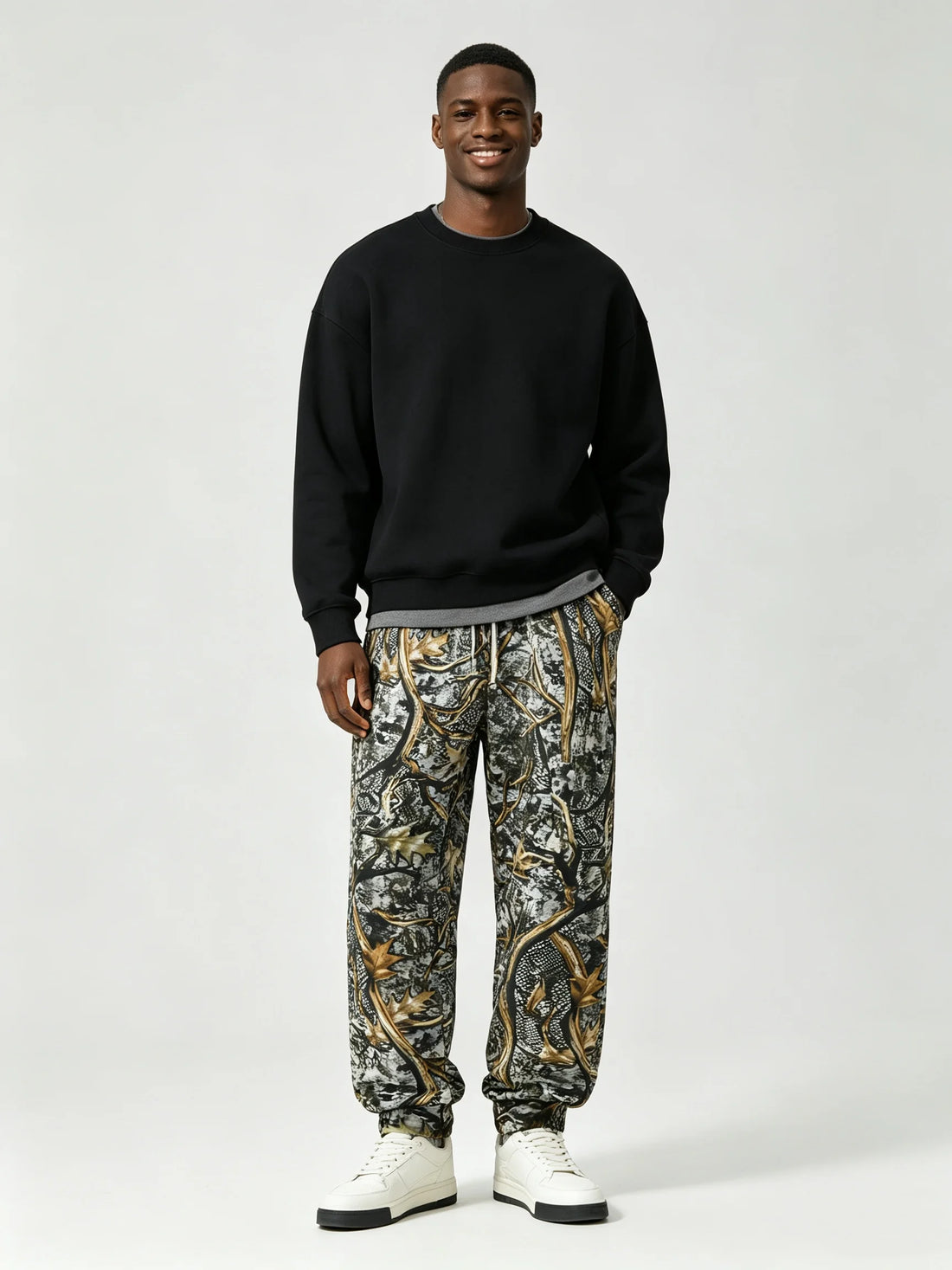 Men’s Tree Camo Jogger Pants – Elastic Waist Drawstring Outdoor Sweatpants