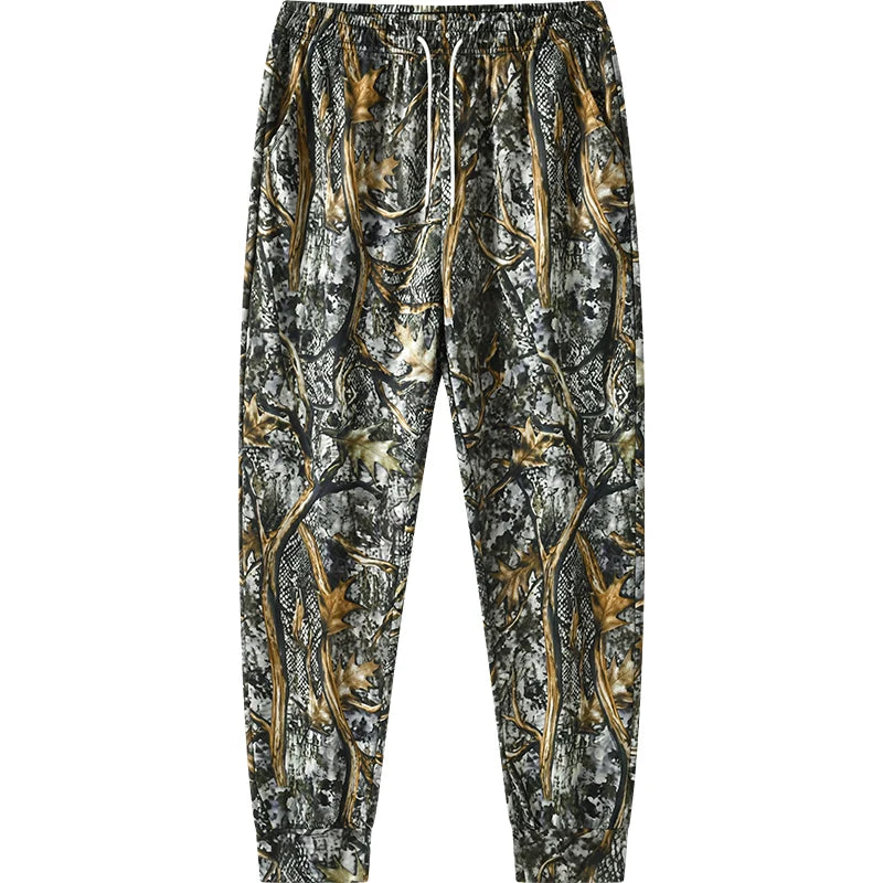 Men’s Tree Camo Jogger Pants – Elastic Waist Drawstring Outdoor Sweatpants