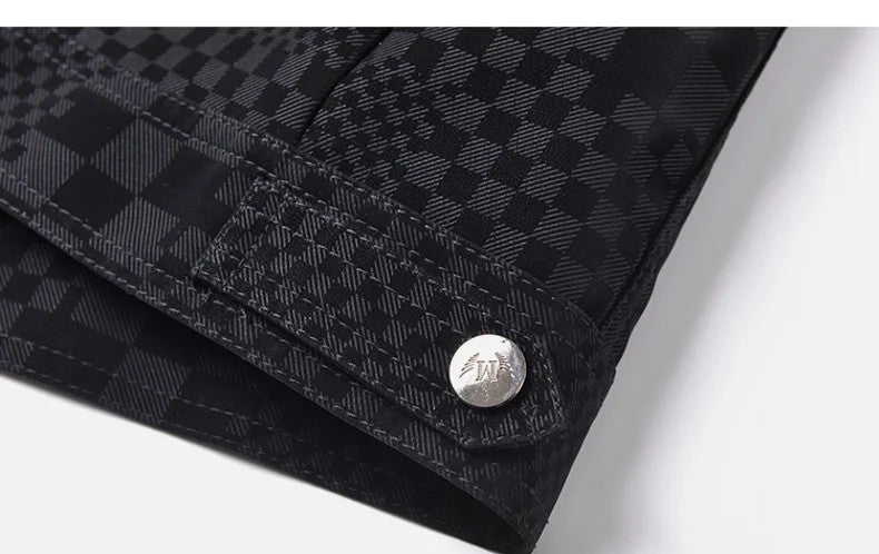 Men’s Black Faux Leather Jacket – Lapel Button-Down Slim Fit Casual Business Coat