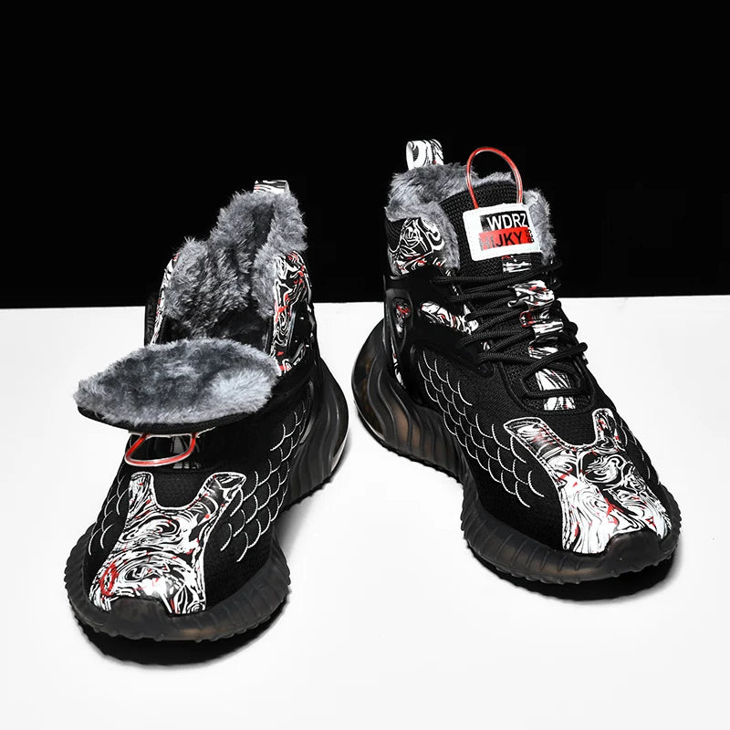 Men's Winter Boots  – Warm Plush Waterproof Sneakers, Non-Slip Casual Snow Shoes