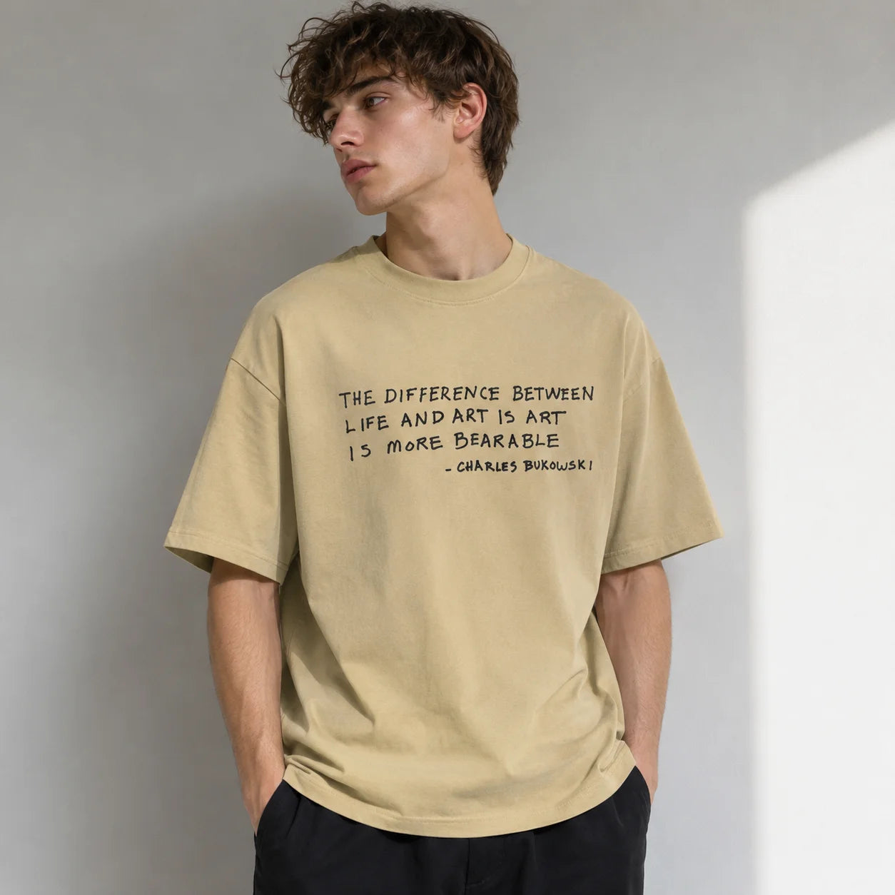 Men's Abstract Sketch Print T-Shirt - Oversized Crew Neck Streetwear