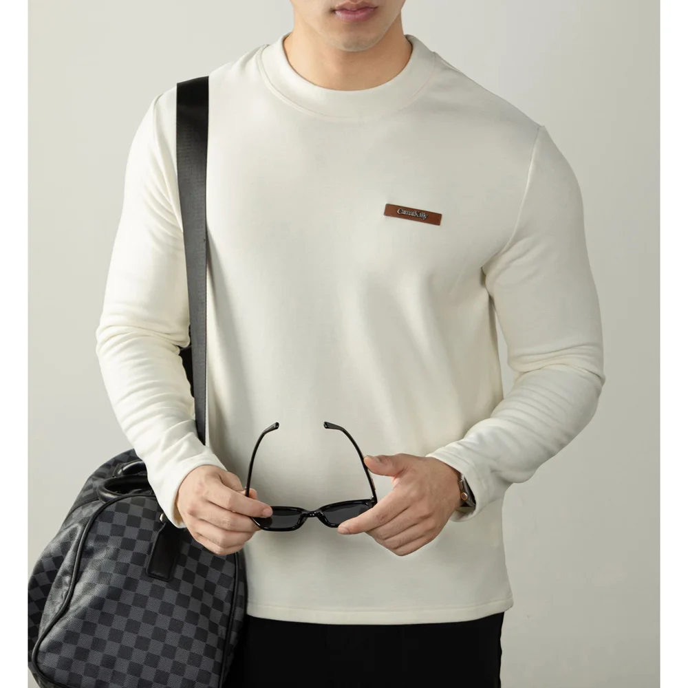 Men’s Autumn Winter Thicken Long Sleeve Business Casual Base T-Shirt