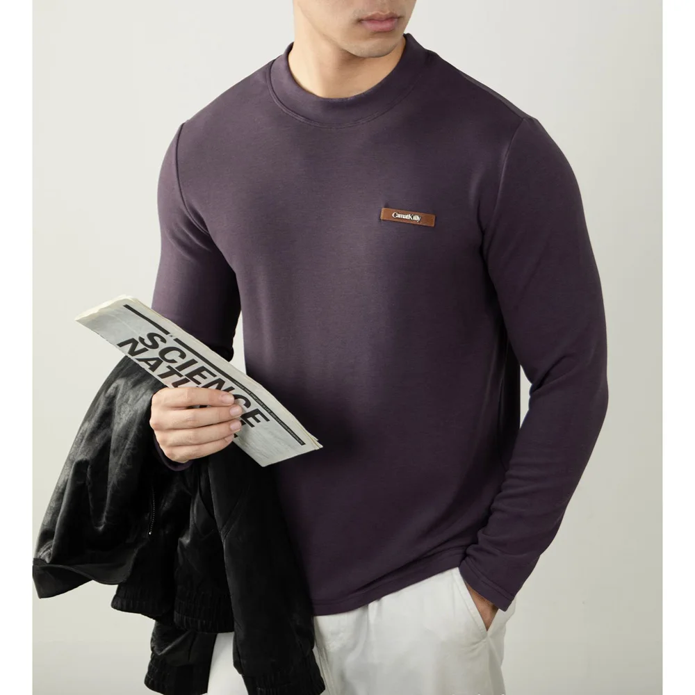 Men’s Autumn Winter Thicken Long Sleeve Business Casual Base T-Shirt