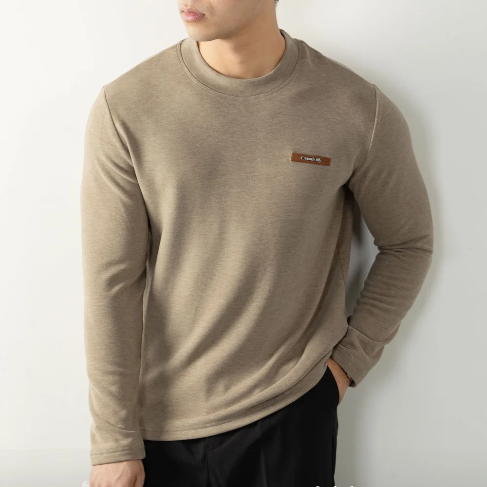 Men’s Autumn Winter Thicken Long Sleeve Business Casual Base T-Shirt