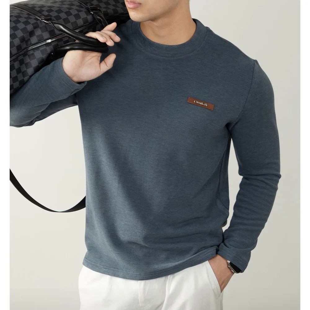 Men’s Autumn Winter Thicken Long Sleeve Business Casual Base T-Shirt