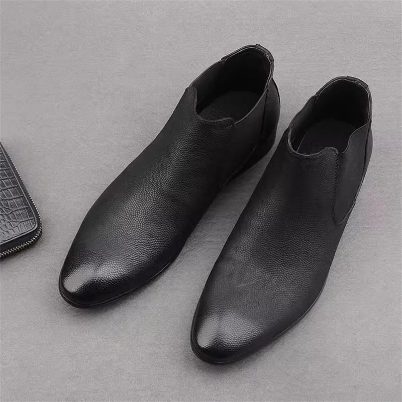 Men’s Italian Genuine Leather Boots – Premium European Style Formal Footwear