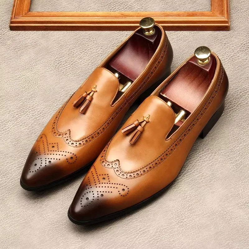 Men’s Genuine Cowhide Leather Brogue Shoes