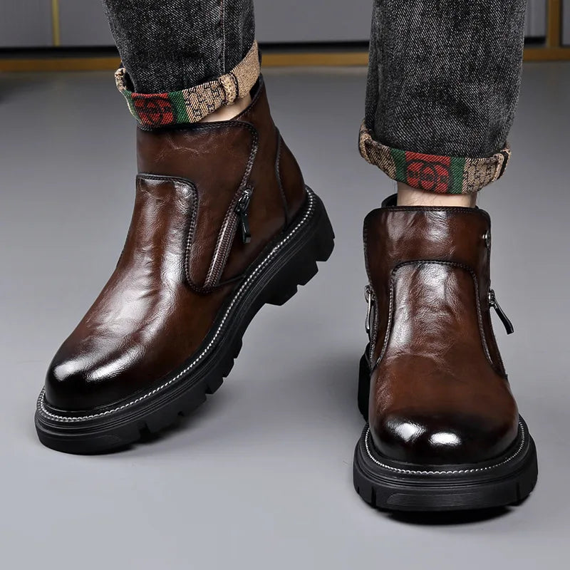Modern Mens Leather Boots Formal Shoes